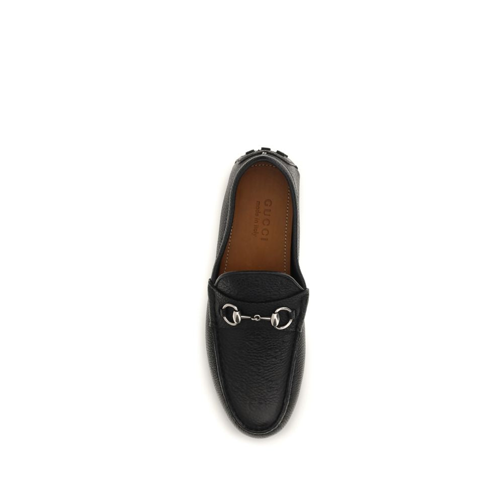 Gucci Schwarze Bos Taurus Kalbsleder Loafer zum Hineinschlüpfen