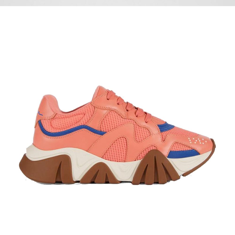 Versace Orangefarbene Leder-Sneaker mit klobiger Sohle
