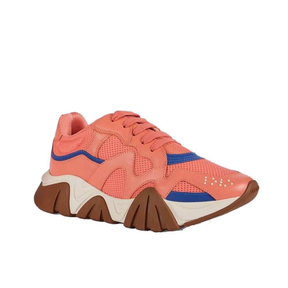 Versace Orangefarbene Leder-Sneaker mit klobiger Sohle