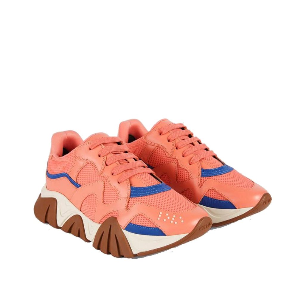 Versace Orangefarbene Leder-Sneaker mit klobiger Sohle