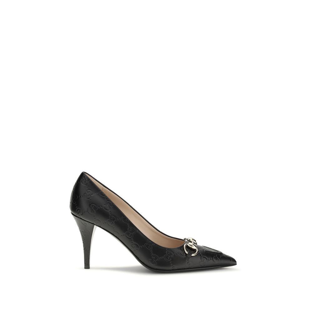 Gucci Schwarze Pumps aus Kalbsleder Bos Taurus mit mittlerem Absatz