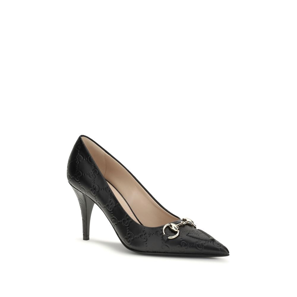 Gucci Schwarze Pumps aus Kalbsleder Bos Taurus mit mittlerem Absatz