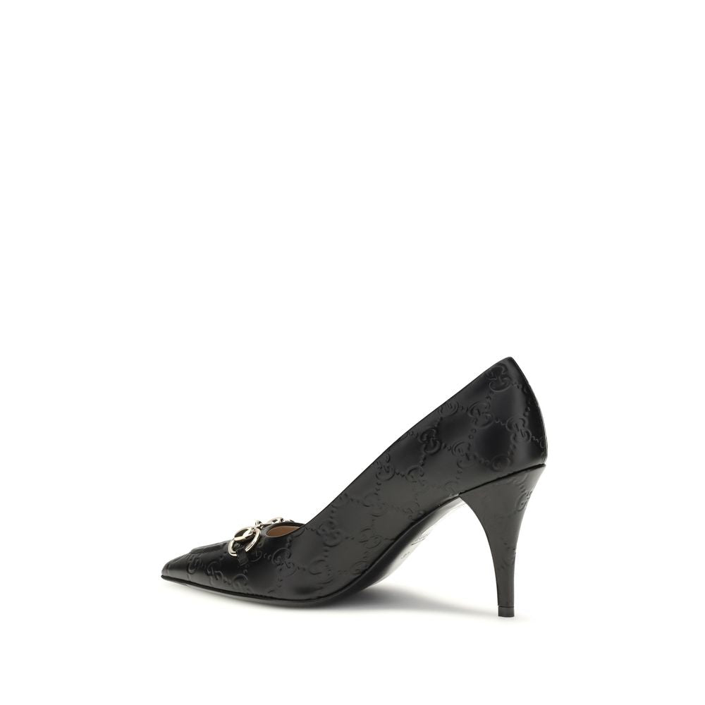 Gucci Schwarze Pumps aus Kalbsleder Bos Taurus mit mittlerem Absatz