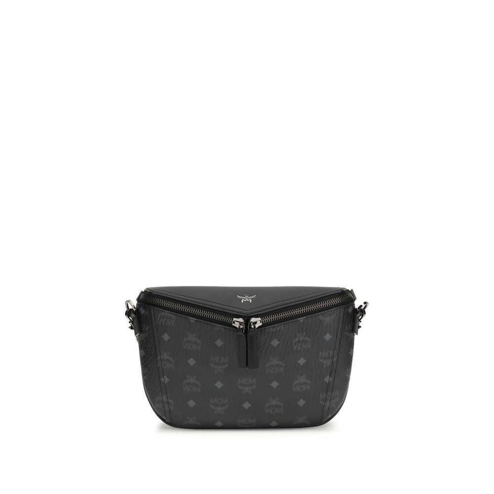 MCM Schwarze Kalbsleder Bos Taurus Schultertasche