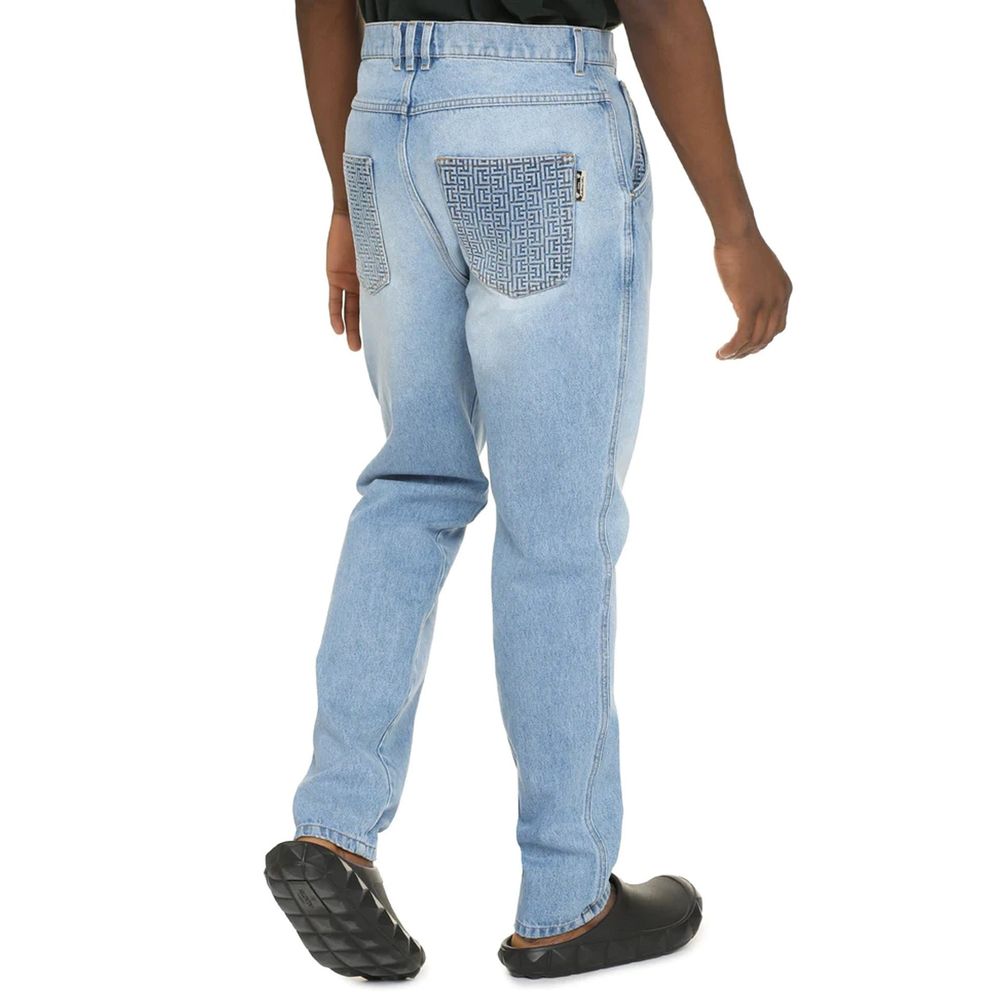 Balmain Blaue Cropped Jeans aus Baumwolle