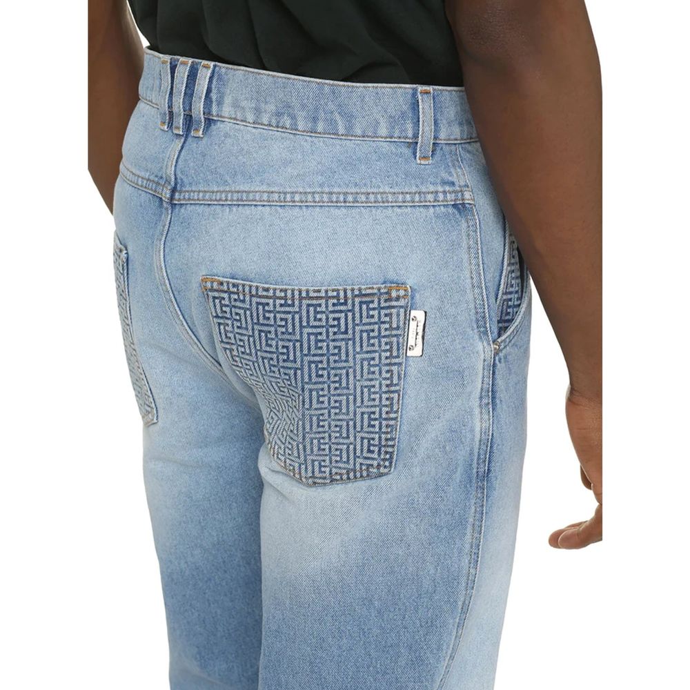 Balmain Blaue Cropped Jeans aus Baumwolle
