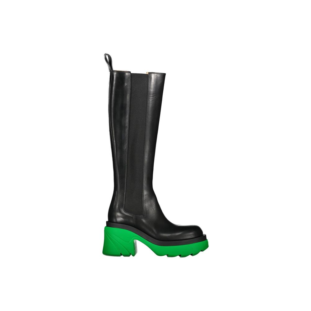 Bottega Veneta Schwarze Leder Over-the-Knee-Stiefel