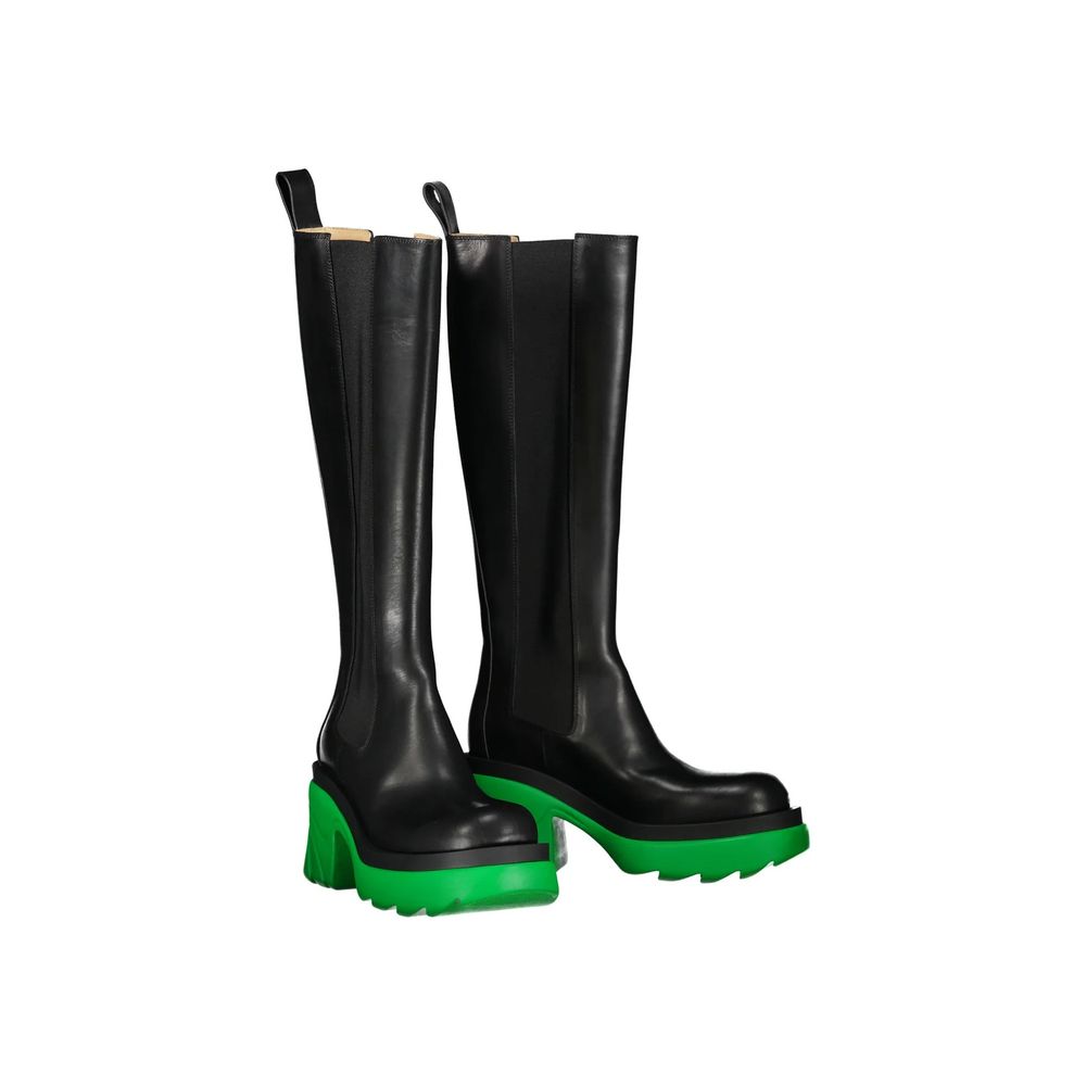 Bottega Veneta Schwarze Leder Over-the-Knee-Stiefel