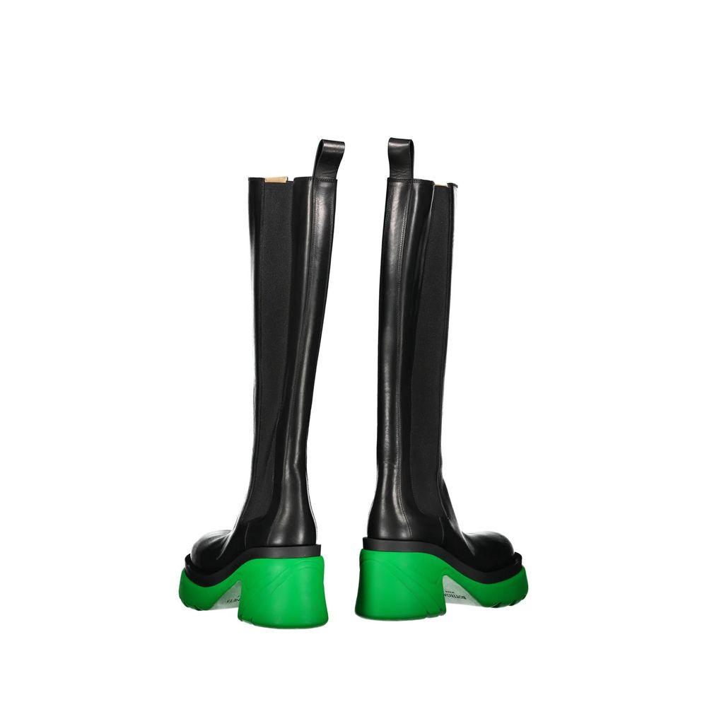 Bottega Veneta Schwarze Leder Over-the-Knee-Stiefel