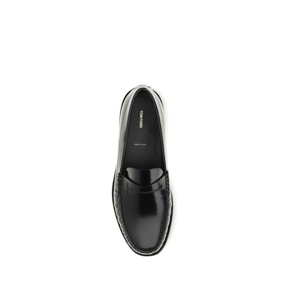 Tom Ford Schwarze Bos Taurus Kalbsleder Loafer zum Hineinschlüpfen