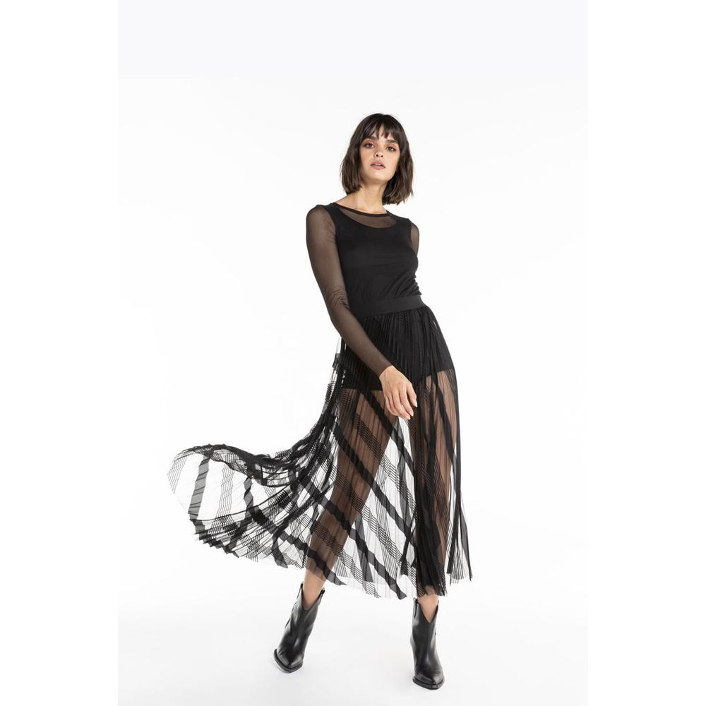 Patrizia Pepe Schwarzer Polyester-Maxirock