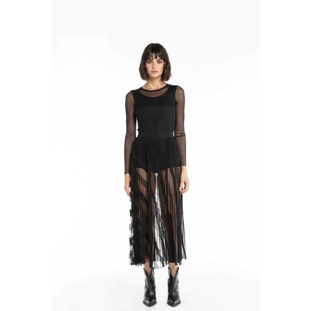 Patrizia Pepe Schwarzer Polyester-Maxirock