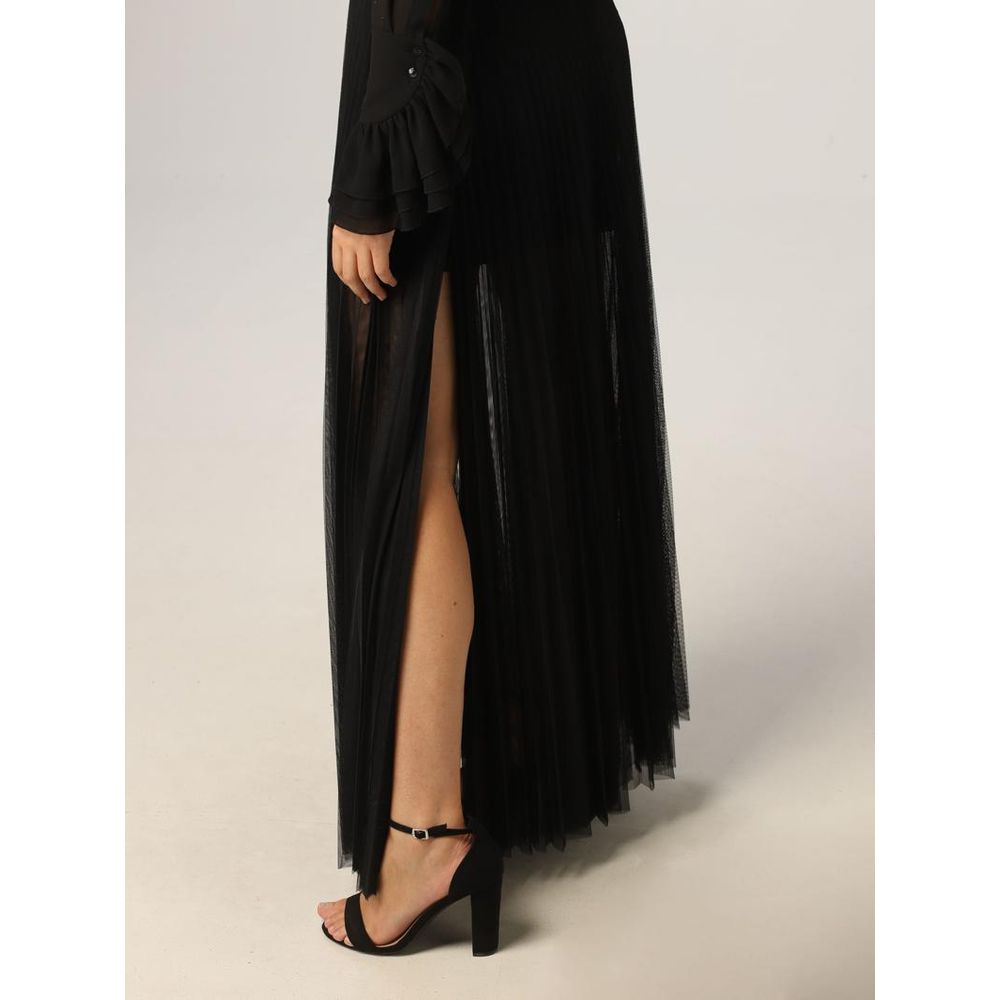 Patrizia Pepe Schwarzer Polyester-Maxirock