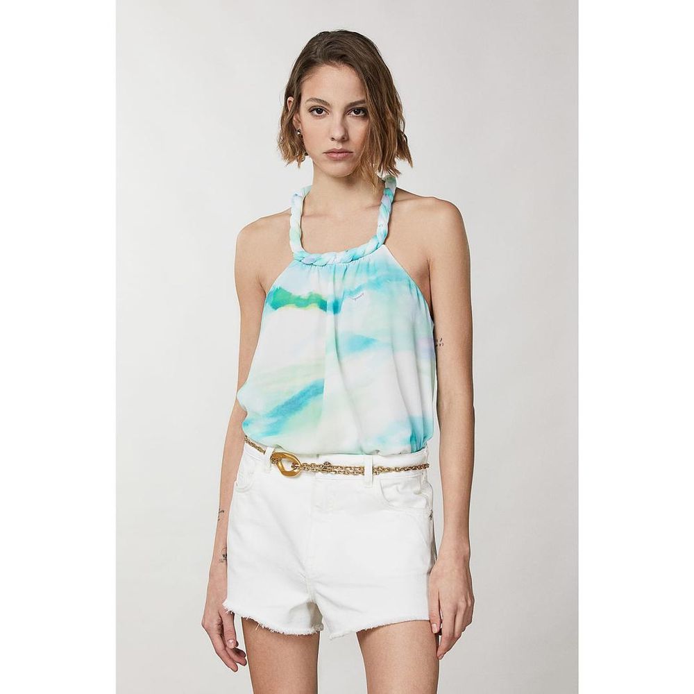 Patrizia Pepe Türkisfarbene Tanktops aus Polyester