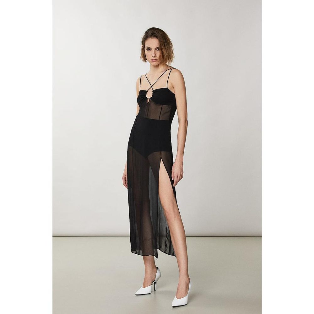Patrizia Pepe Schwarzes Viskose-Cocktailkleid