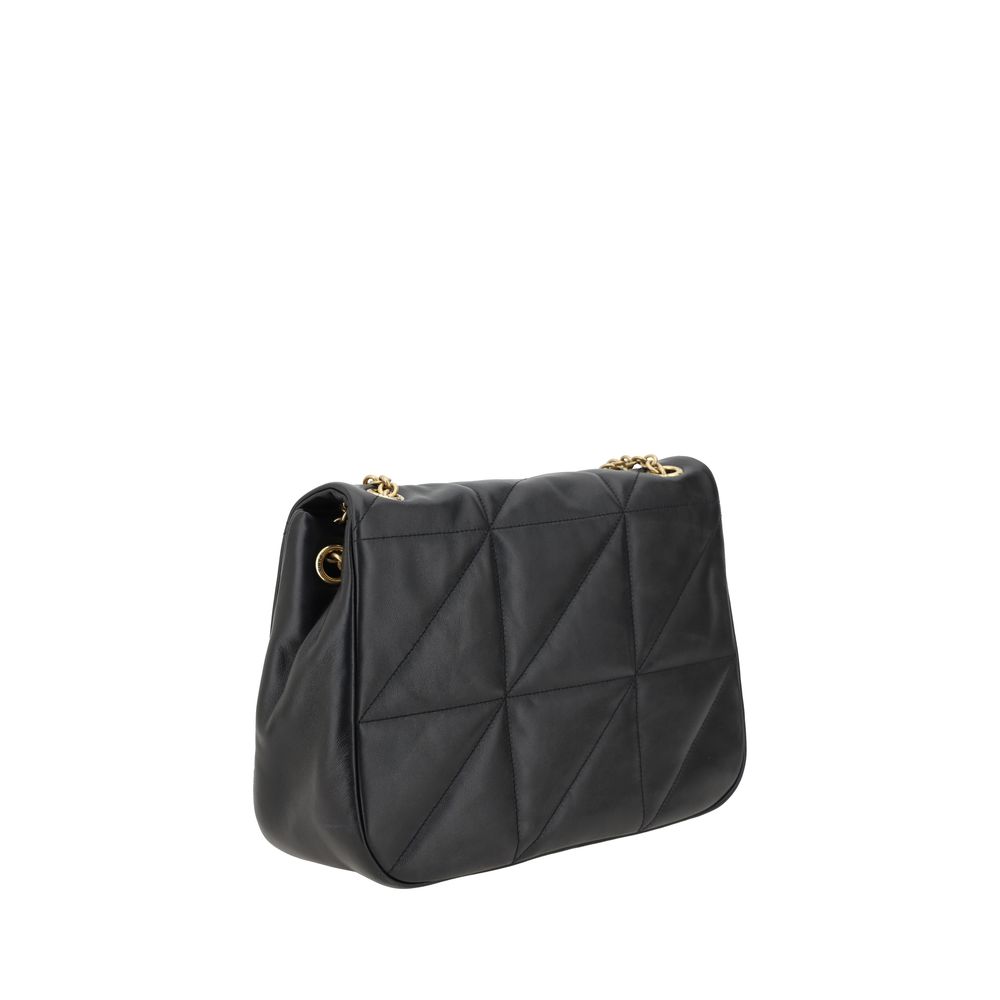 Saint Laurent Schwarze Bos Taurus Kalbsleder Schultertasche