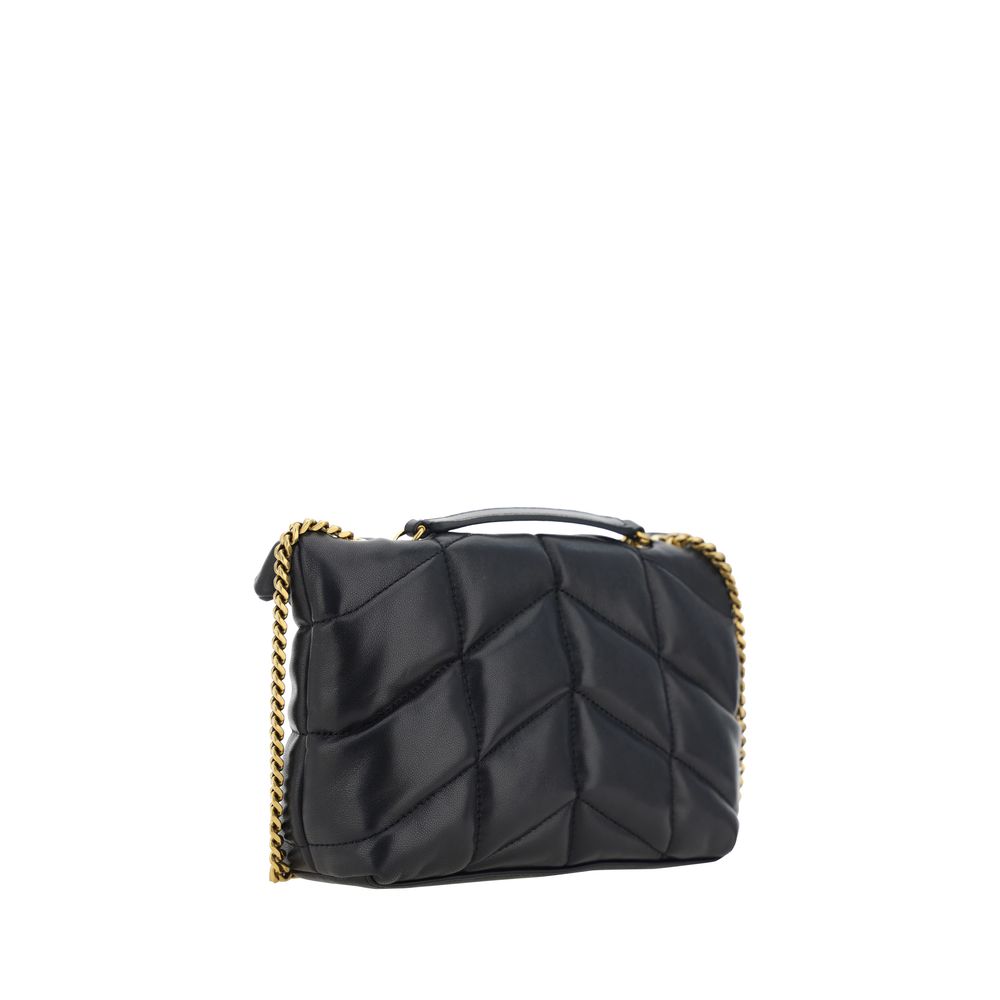 Saint Laurent Schwarze Lammleder Schultertasche Ovis Aries Aries