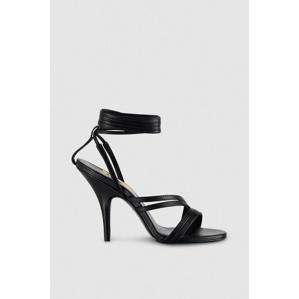 Patrizia Pepe Schwarze Stiletto-Sandalen aus Kalbsleder