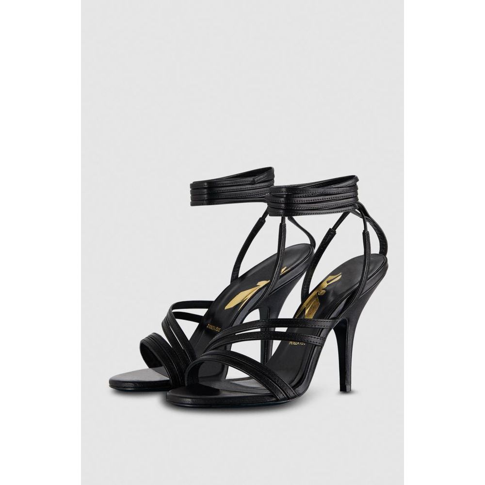 Patrizia Pepe Schwarze Stiletto-Sandalen aus Kalbsleder