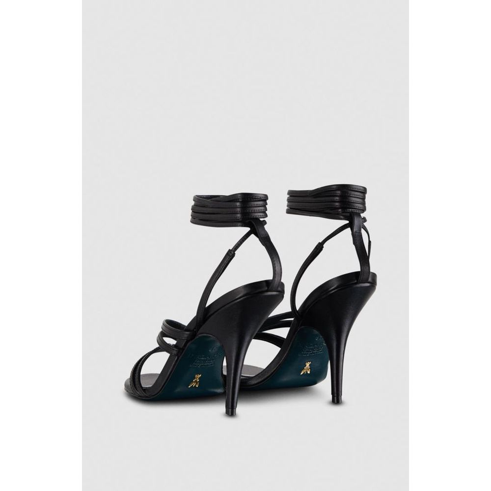 Patrizia Pepe Schwarze Stiletto-Sandalen aus Kalbsleder