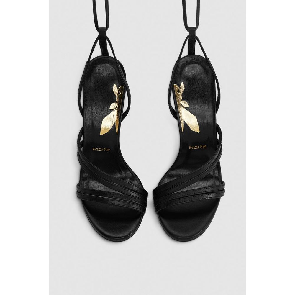 Patrizia Pepe Schwarze Stiletto-Sandalen aus Kalbsleder