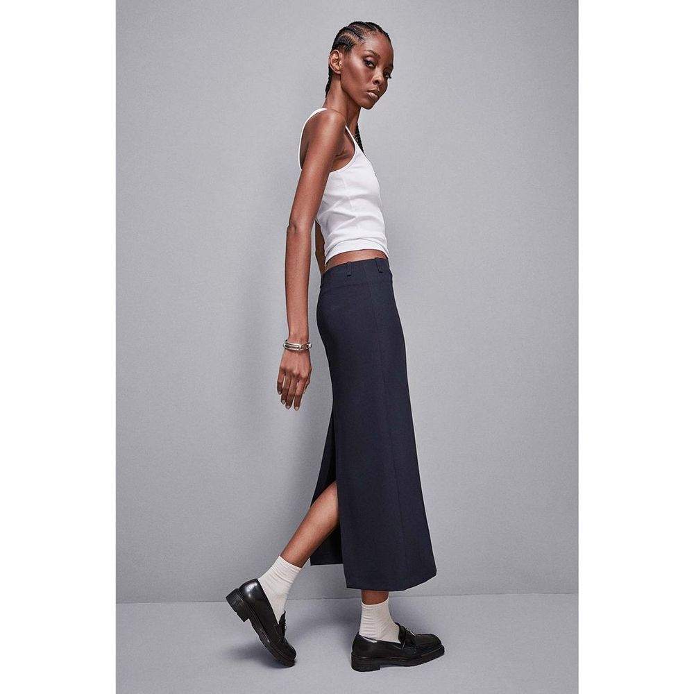 Patrizia Pepe Langer Rock in Marineblau aus Polyester