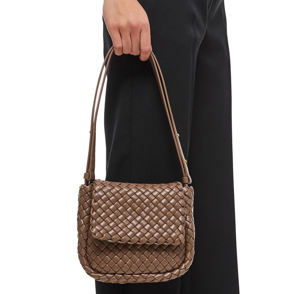 Bottega Veneta Schultertasche aus braunem Lammleder