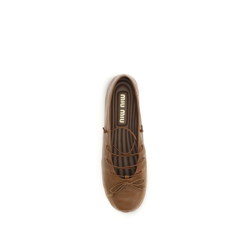 Miu Miu Braune Lammleder Ballerinas Ovis Aries Aries
