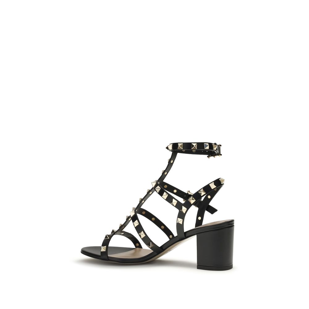 Valentino Garavani Schwarze Bos Taurus Kalbsleder Plateau-Sandalen