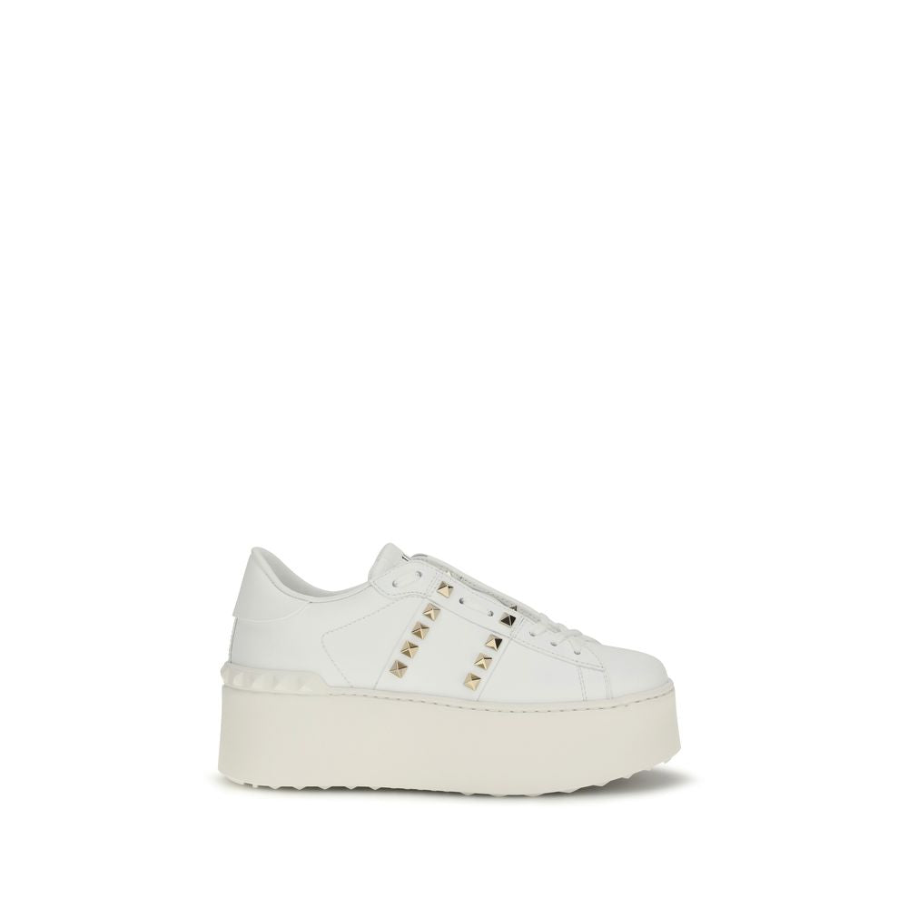 Valentino Garavani Weiße Bos Taurus Kalbsleder Plateau-Sneaker