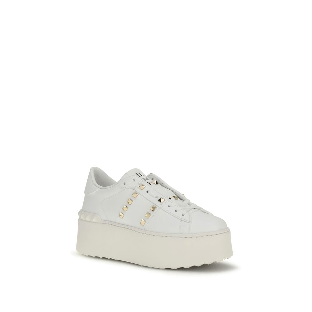 Valentino Garavani Weiße Bos Taurus Kalbsleder Plateau-Sneaker