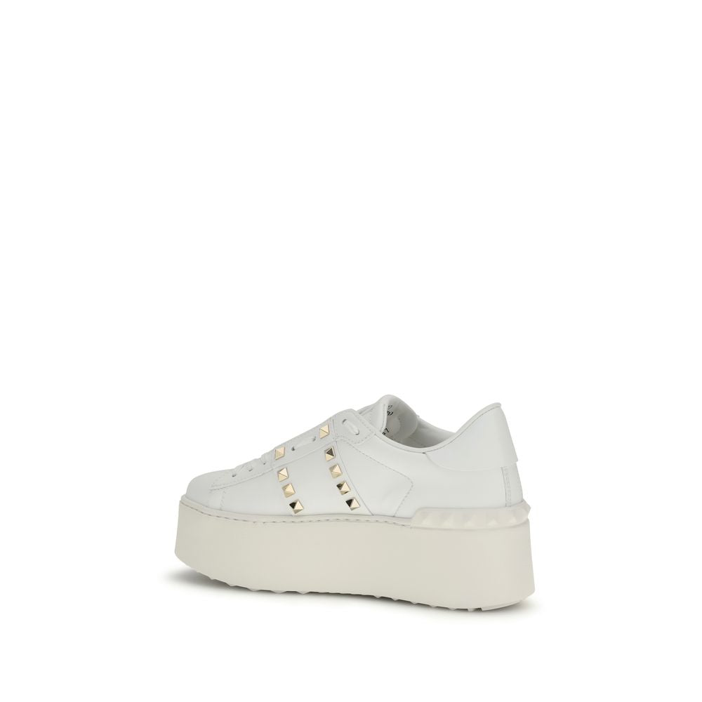 Valentino Garavani Weiße Bos Taurus Kalbsleder Plateau-Sneaker