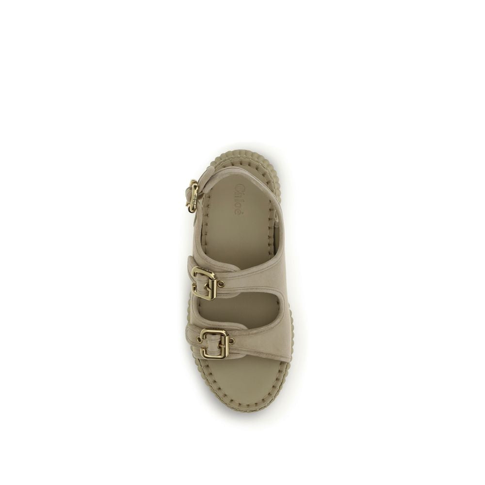 Chloé Beige Kalbsleder Bos Taurus Plateau-Sandalen