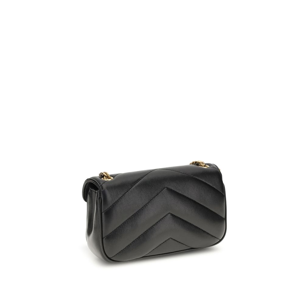 Saint Laurent Schwarze Lammleder Schultertasche Ovis Aries Aries