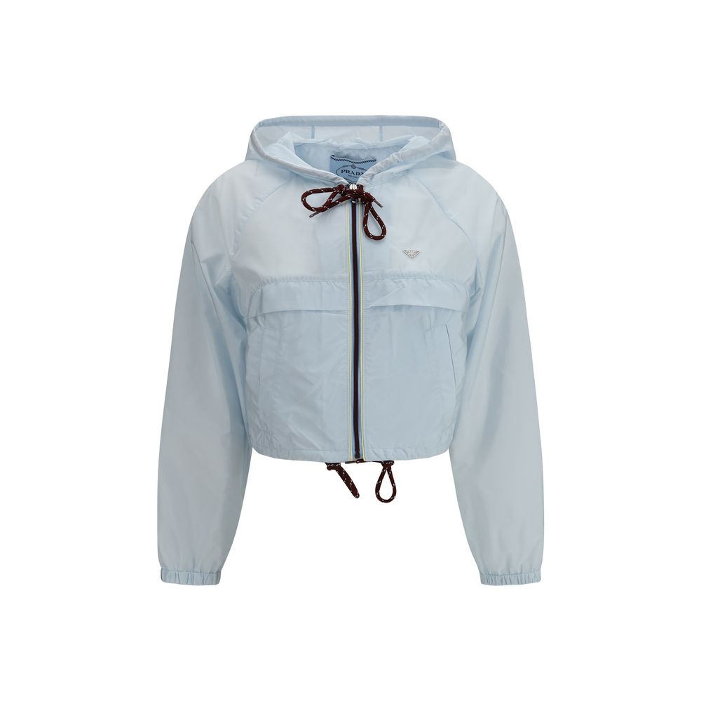 Prada Blaue Shell-Jacke aus recyceltem Polyamid