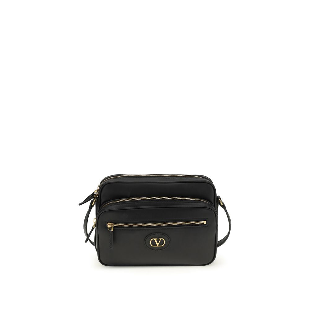 Valentino Garavani Schwarze Bos Taurus Kalbsleder Schultertasche