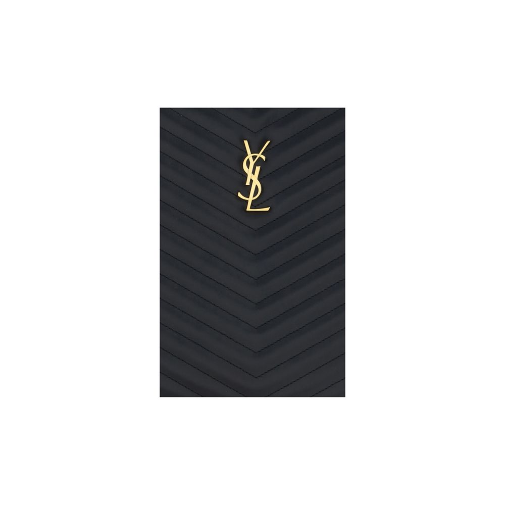 Saint Laurent Schwarze Kalbsleder Bos Taurus Clutch Tasche