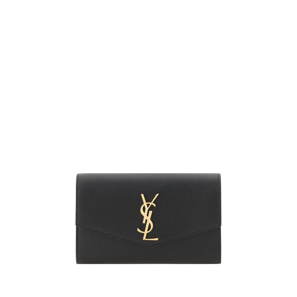 Saint Laurent Schwarze Bos Taurus Kalbsleder Schultertasche