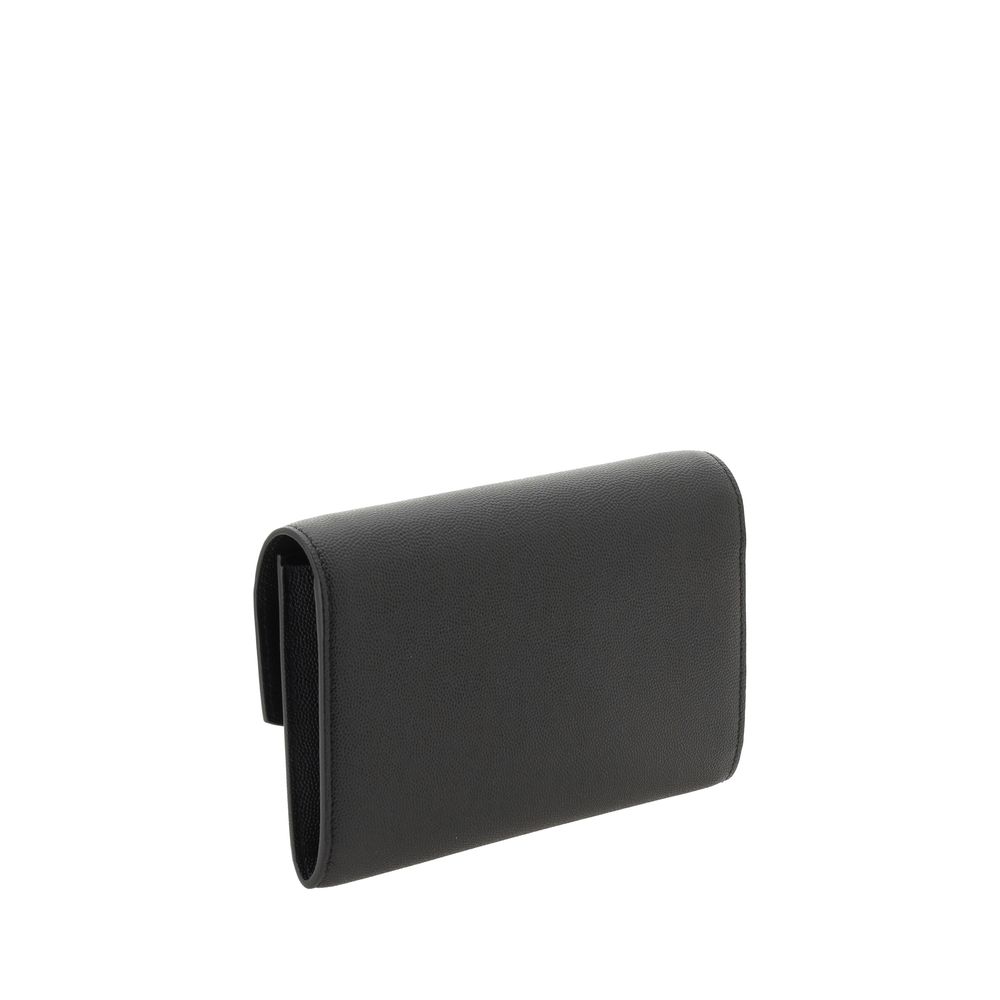 Saint Laurent Schwarze Bos Taurus Kalbsleder Schultertasche