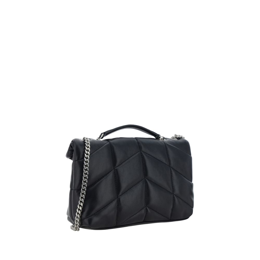 Saint Laurent Schwarze Lammleder Schultertasche Ovis Aries Aries