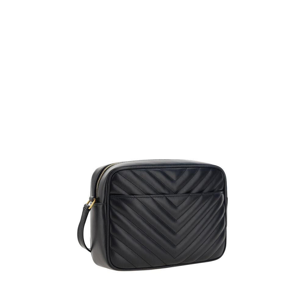 Saint Laurent Schwarze Bos Taurus Kalbsleder Schultertasche