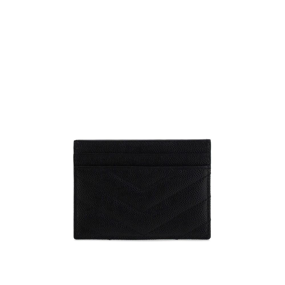 Saint Laurent Schwarzes Kalbsleder Bos Taurus Portemonnaie