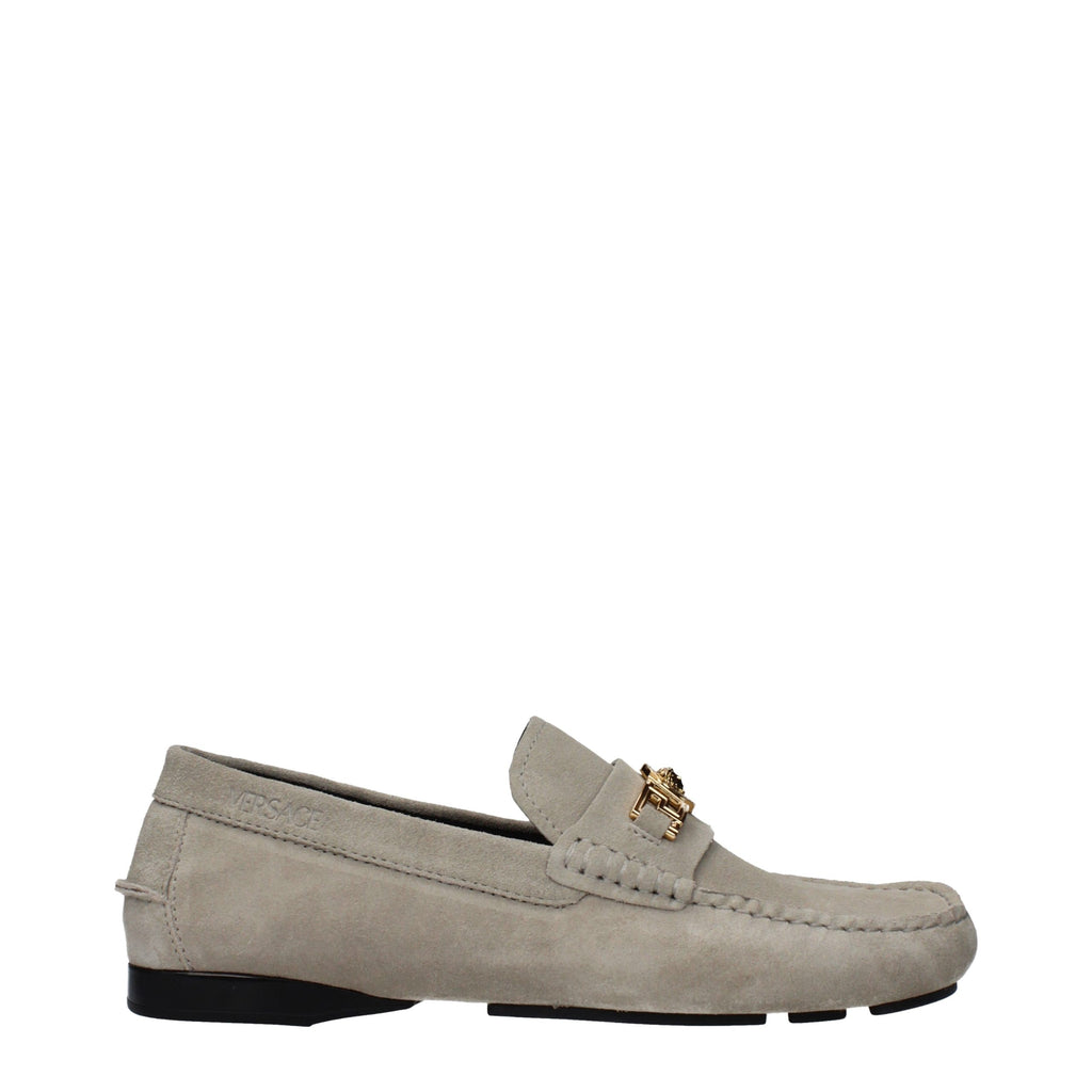 Versace Graue Loafer aus Leder zum Hineinschlüpfen