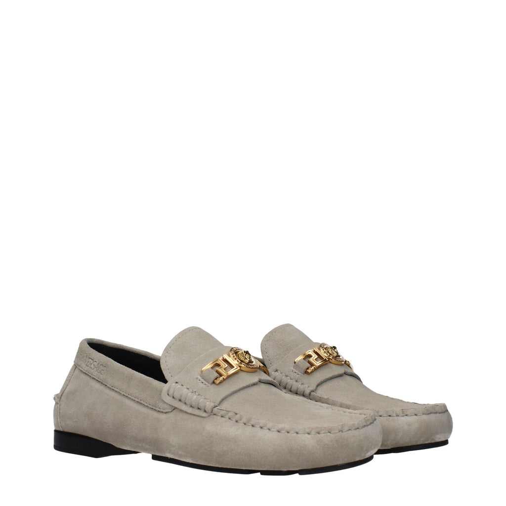 Versace Graue Loafer aus Leder zum Hineinschlüpfen