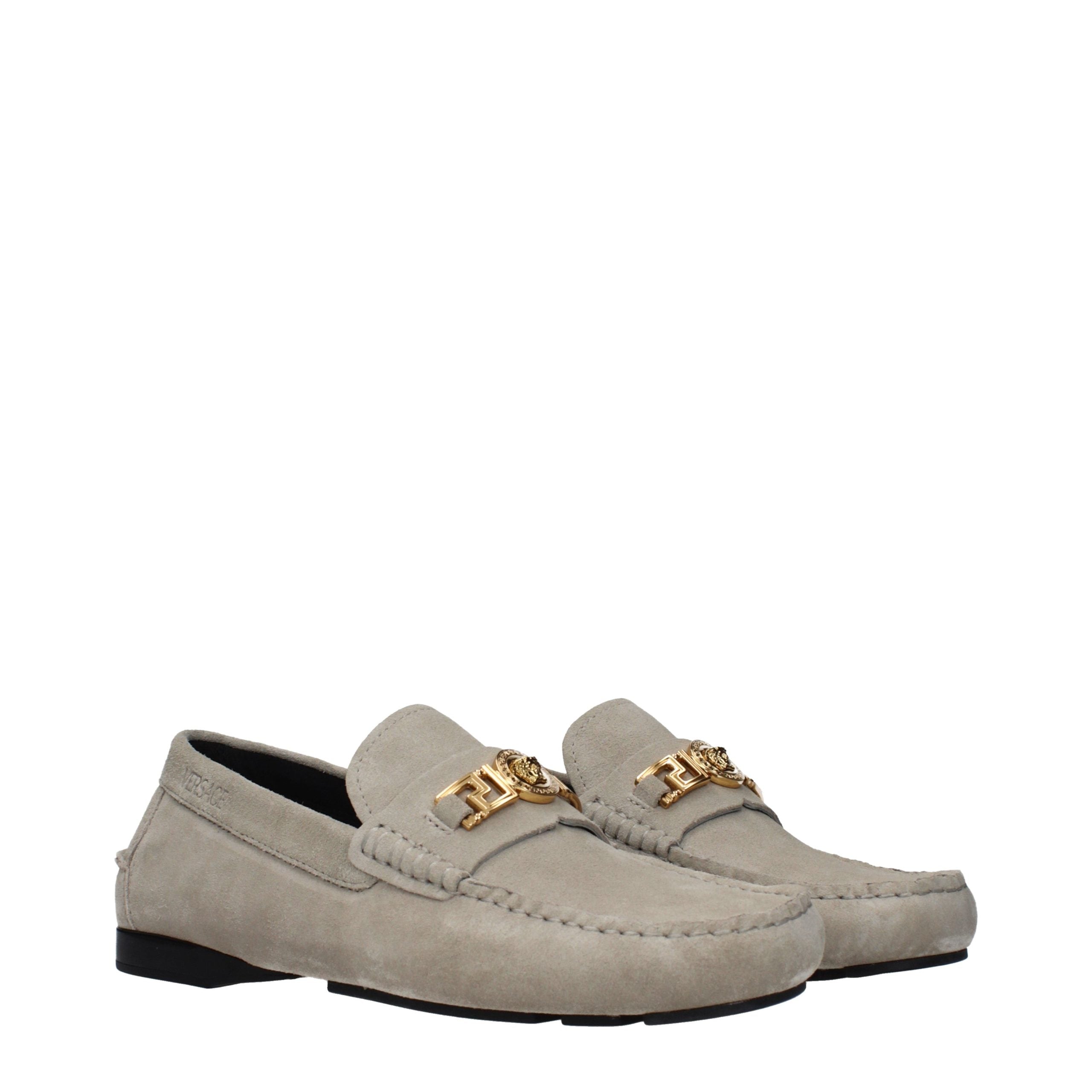 Versace Graue Loafer aus Leder zum Hineinschlüpfen