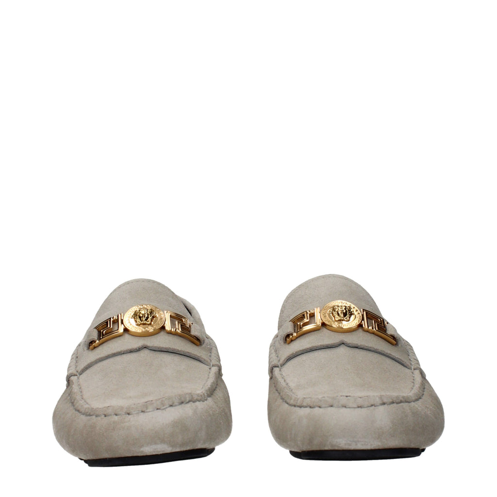 Versace Graue Loafer aus Leder zum Hineinschlüpfen