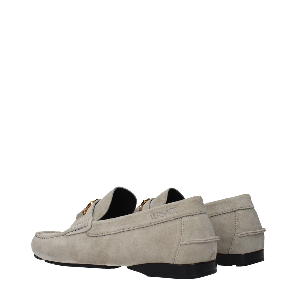 Versace Graue Loafer aus Leder zum Hineinschlüpfen