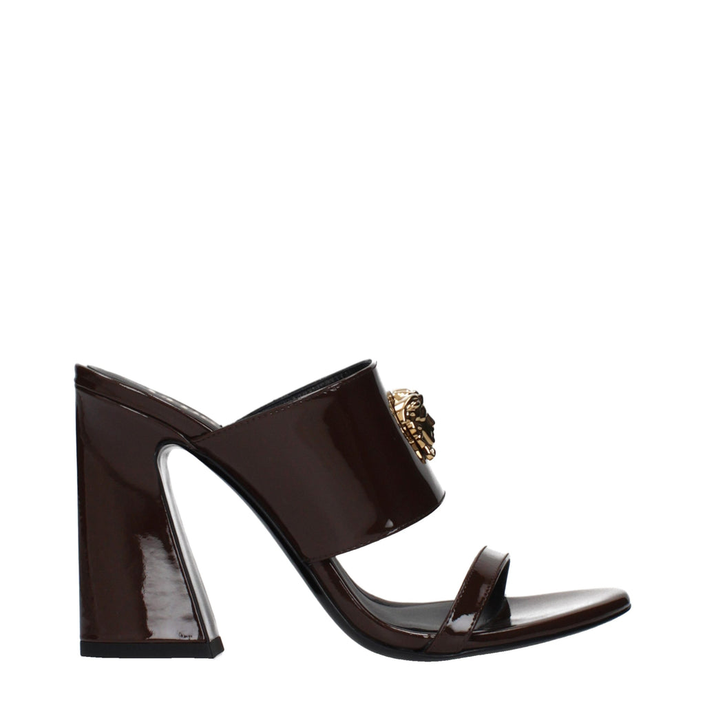 Versace Braune Ledersandalen mit Stilettoabsatz
