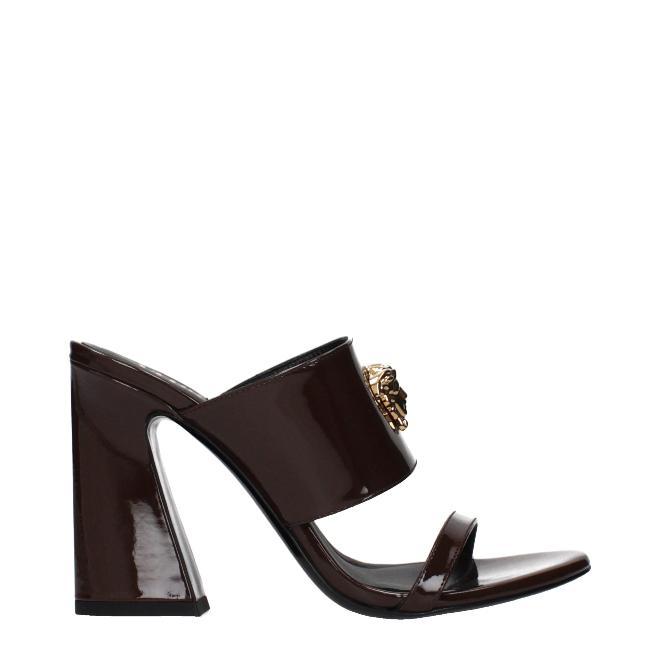 Versace Braune Ledersandalen mit Stilettoabsatz