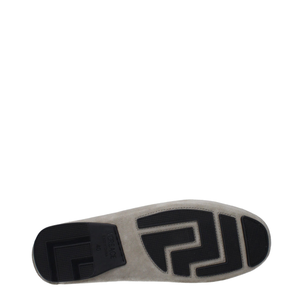 Versace Graue Loafer aus Leder zum Hineinschlüpfen